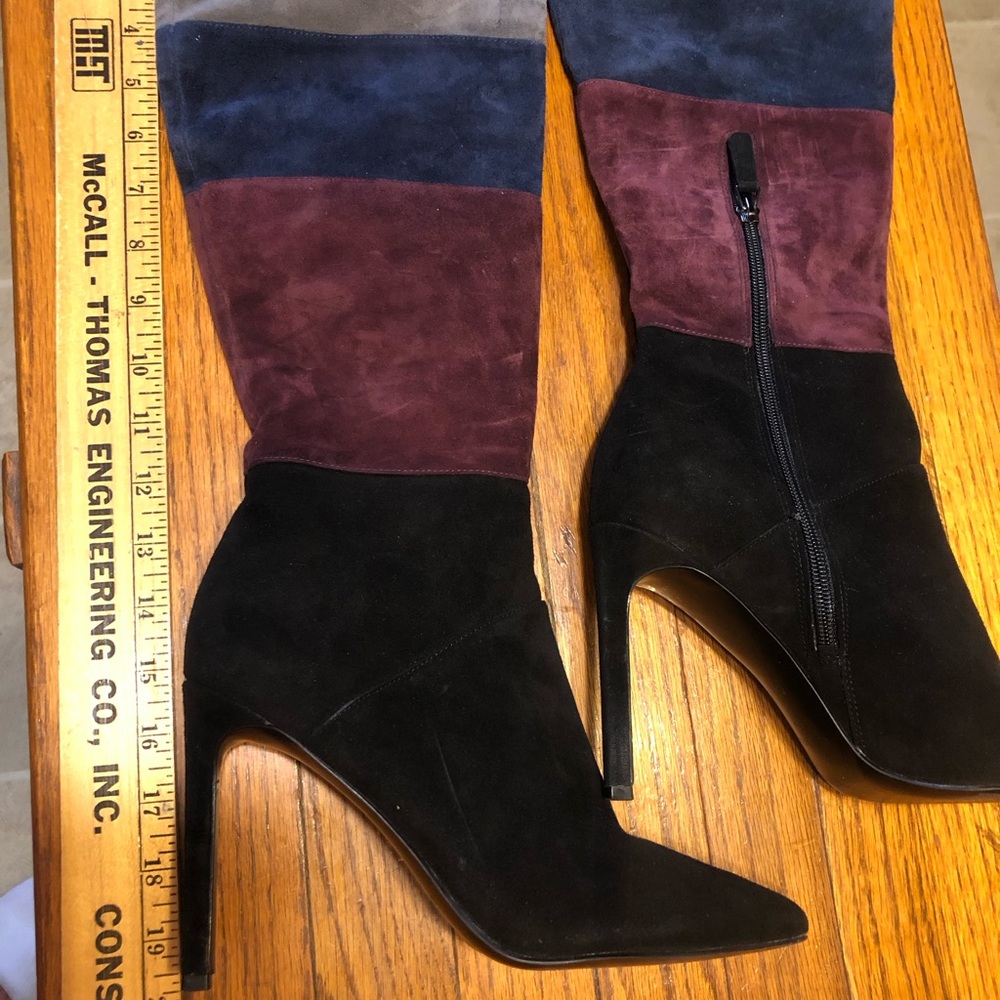 Nine West Suede Tri Color Knee Boots 4” Heels